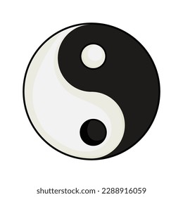 Yin and Yang with The Shadow circle japan Taoism symbol, energy sign in cartoon style isolated on white background.