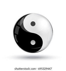 Yin yang shiny ball isolated on white background