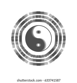 Yin and yang sign with bagua arrangement. Vector. Gray icon shaked at white background.