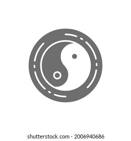 Yin yang sign, chinese symbol grey icon.