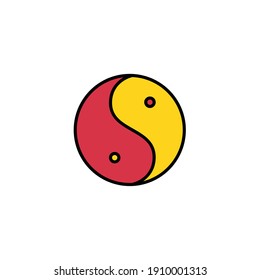 Yin Yang Sign Filled Color Icon - Lunar New Year Elements Icon Set Vector Illustration