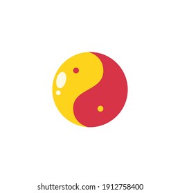Yin Yang Sign Flat Icon - Lunar New Year Elements Icon Set Vector Illustration