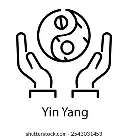 Yin yang sign icon in linear style 