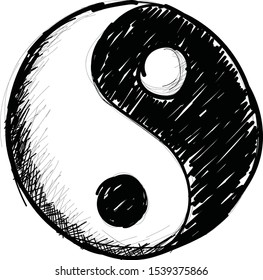 Yin Yang sign icon. White and black. Feng shui symbol. Isolated Flat design style. Vector illustration