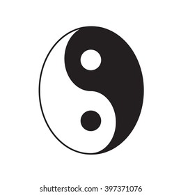 Yin Yang sign icon. White and black. Feng shui symbol. Isolated Flat design. Vector illustration