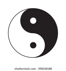 Yin Yang sign icon. White and black. Feng shui symbol. Isolated Flat design style. Vector illustration