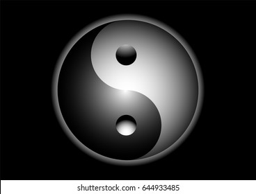 Yin Yang Sign On Black Background