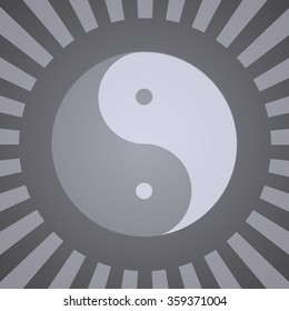 Yin Yang sign with the rays(vector eps10)