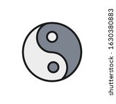 Yin yang sign, traditional chinese symbol flat color line icon.