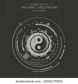 Los símbolos Tai chi Yin Yang están dispuestos en ocho diagramas. La influencia del taoísmo en la cultura china. Teoría Feng shui.Nirvana