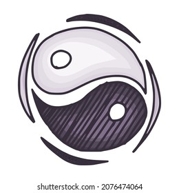 Yin yang simple drawing symbol sign. doodle sketch vector image