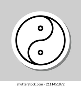 Yin Yang simple icon vector. Flat desing. Sticker with shadow on gray background.ai