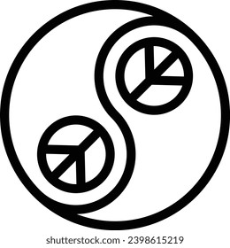 Yin yang single vector line icon 