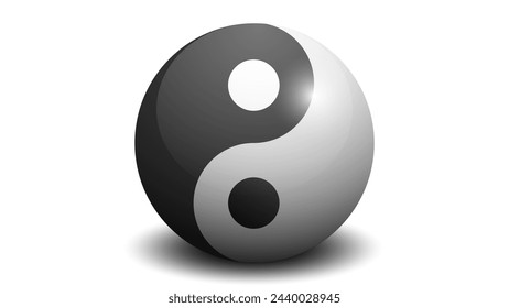 The Yin Yang sphere. China philosophy logo symbol.  Yin Yang button isolated on white background.