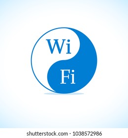 Yin yang stylized blue wifi sticker illustration