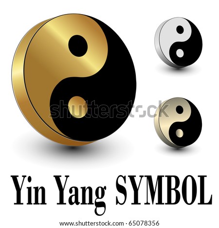 Yin Yang symbol 3d, vector.