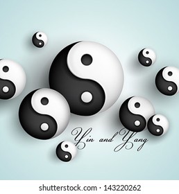 Yin yang symbol - abstract oriental background - vector