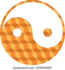 yin and yang symbol, the areas with a white spot representing yin and the opposite representing yang.