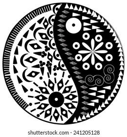 Yin yang symbol, asian decoration element Pattern on white Background - Illustration