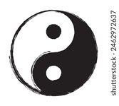 Yin Yang symbol of balance and harmony. Yin-Yang hand-drawn grunge flat simple vector illustration for web and apps