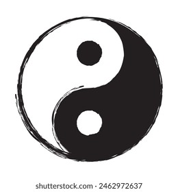 Yin Yang symbol of balance and harmony. Yin-Yang hand-drawn grunge flat simple vector illustration for web and apps