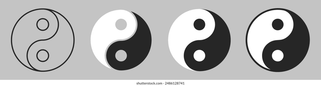 Yin Yang symbol of balance and harmony. Yin-Yang set of flat simple vector icons collection for web and apps