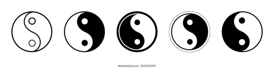 Yin Yang symbol of balance and harmony. Classic Yin Yang icon isolated, Yin Yang set of flat simple vector illustrations, Yin yang symbol, Ying yan icon. Taoism sign. Yinyang symbol, meditation, karma