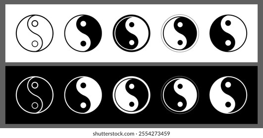 Yin Yang symbol of balance and harmony. Classic Yin Yang icon isolated, Yin Yang set of flat simple vector illustrations, Yin yang symbol, Ying yan icon. Taoism sign. Yinyang symbol, meditation, karma