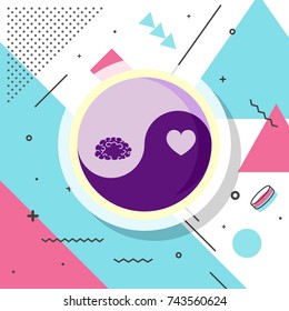 Yin yang symbol balancing positive and negative energies. Spirituality, balance, mindfulness concept illustration vector.
