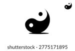 Yin Yang symbol, black isolated vector silhouette