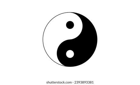 Yin-Yang-Symbol, schwarz, einzelne Silhouette