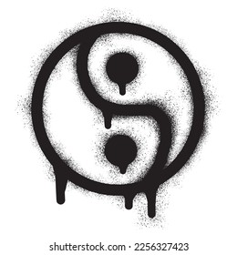 Yin yang symbol with black spray paint. Vector illustration