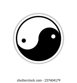 Yin yang symbol   - black vector icon with shadow