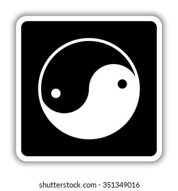 Yin yang symbol - black vector icon