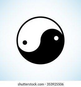 Yin yang symbol -  black vector icon