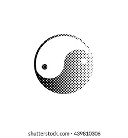 Yin yang symbol - black vector icon;  halftone illustration