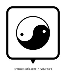 Yin yang symbol - black vector icon;  message bubble