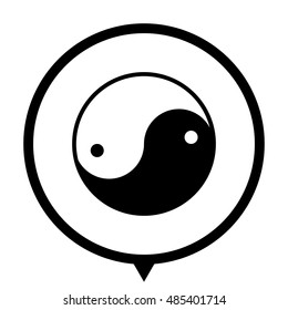 Yin yang symbol - black vector  icon; map pointer