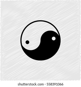 Yin yang symbol -  black vector icon