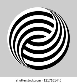 Yin and yang symbol in black and white stripes, logo design element