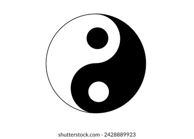 El símbolo de yin yang blanco y negro sobre fondo blanco aislado vector 