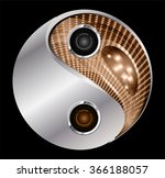 Yin yang symbol. brown silver color abstract background.