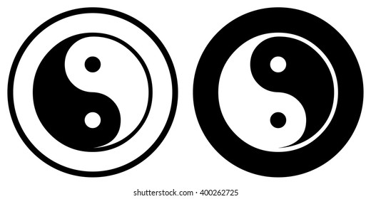 Yin yang symbol in circle . Vector illustration