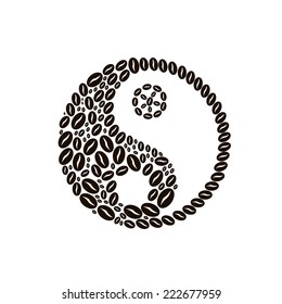 yin yang symbol from coffee beans