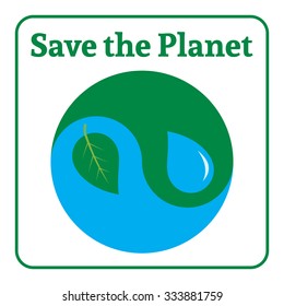 Yin Yang symbol. Concept Save the Planet. Natural themed yin-yang emblem. Eco elements. Organic Bio. Icon of harmony signs representing balance with nature or environmental conservation. Vector