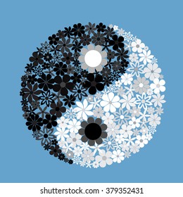 Yin Yang symbol consisted of flowers