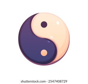 Símbolo de Yin Yang con mitades oscuras y claras contrastantes, que representan el equilibrio, la dualidad y la armonía en las vacaciones del año nuevo lunar chino y la filosofía oriental. Signo taoísta tradicional de Vector aislado