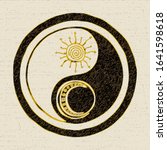 Yin Yang symbol. Culture and philosophy of the east, chinese taoism. Vector drawing in grunge style.
