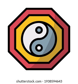 Yin Yang Symbol Decoration Icon or Logo in Colored Outline Style, perfect for website mobile app presentation