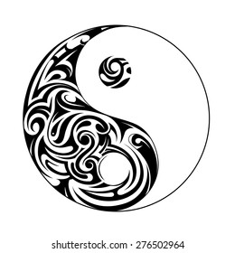 Yin yang symbol with decorative ornament